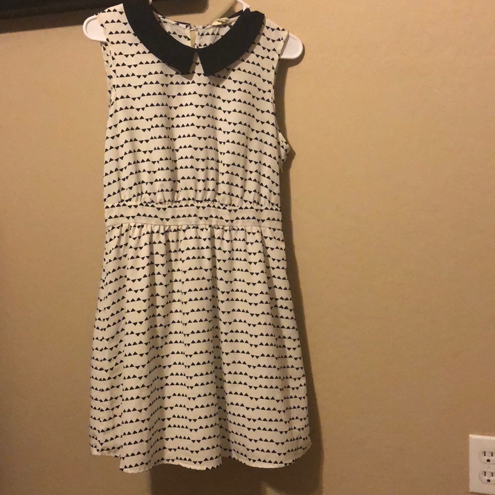 Cream Dress with Black Triangles
